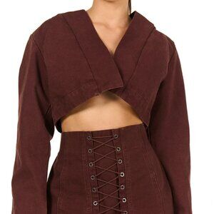 Naked Wardrobe CANVAS CROPPED HOODIE - BRAND NEW NEVER WORN!